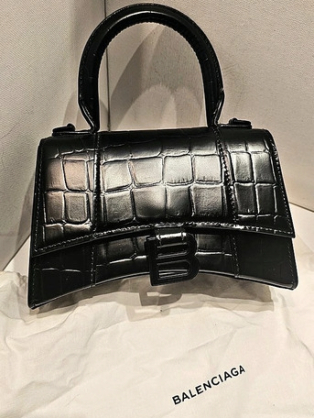 Balenciaga Hourglass Small Top Handle Bag Black